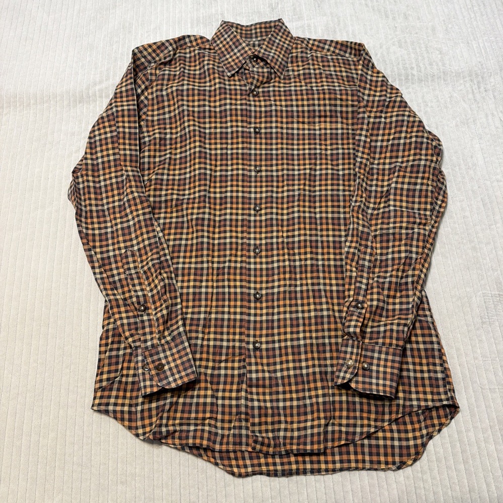 Paul Stuart Dress Shirt Long Sleeve Plaid Medium multi color Made in Canada